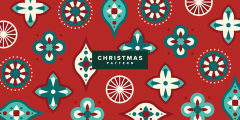 Wall Mural - Red and Green Geometric Christmas Pattern