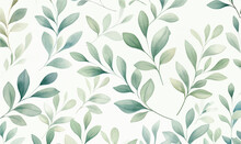 Watercolor Background, Texture, Green Leaves