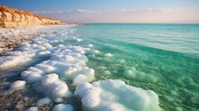 Salt Scales Out Of The Emerald Water Of The Dead Sea