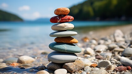 Poster - stack of stones on beach