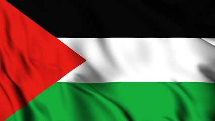 Poster - Palestine waving flag 4K animation video. Palestine waving flag seamless looping animation