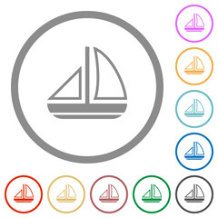 Poster - Sailing boat outline flat icons with outlines