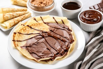 Poster - crepes with nutella spread and sliced bananas