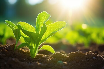 Wall Mural - a lush, green spinach plant in afternoon sunlight