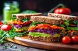 healthy sandwiches with whole grain bread and vegetables