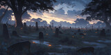 Fototapeta  - TRPGやゲームの背景として使える不気味な墓地