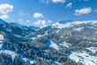canvas print picture - Traumhafter Wintertag im Kleinwalsertal, Ausblick zum Skigebiet am Hohen Ifen
