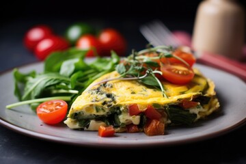 Sticker - colourful veggie omelette with cherry tomatoes on top