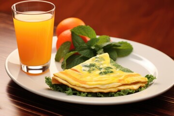 Wall Mural - veggie omelette with glass of orange juice