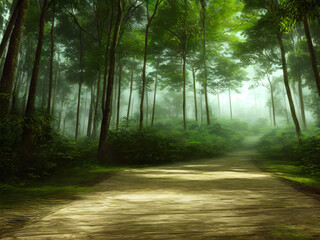 Poster - Wooden floor in forest