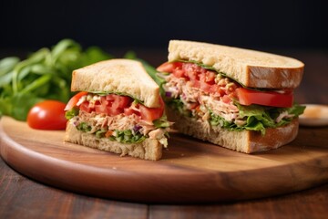 Canvas Print - sandwich with coleslaw, lettuce and cherry tomato