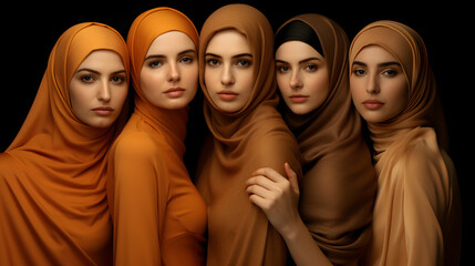 Group of beautiful women in hijab