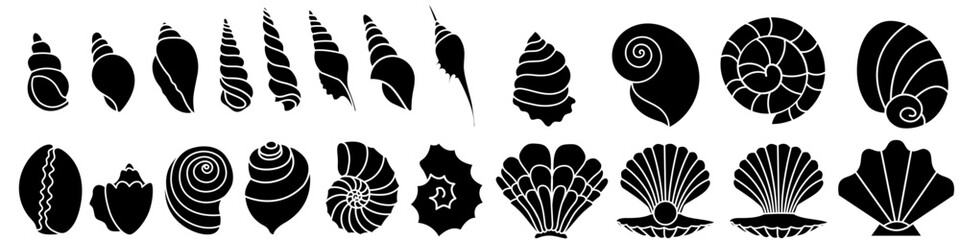 Wall Mural - Seashell icon vector set. Shell illustration sign collection. Sea life symbol or logo.