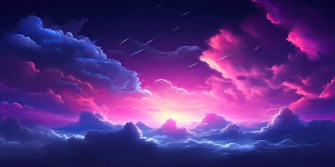 Wall Mural - surreal cosmic landscape with colorful night sky. abstract night sky with dreamy moon and stars. bri