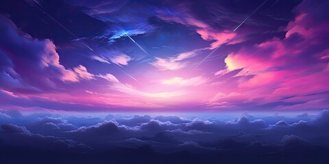 Wall Mural - surreal cosmic landscape with colorful night sky. abstract night sky with dreamy moon and stars. bri