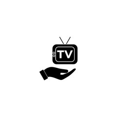 Canvas Print - TV in hand icon isolated on transparent background