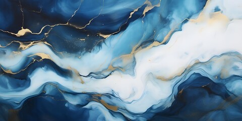 Wall Mural - Abstract marble waves painting with crushed gold. Made in fluid art style.