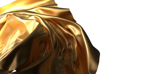  Golden Folds: Abstract 3D Gold Cloth Illustration with Mesmerizing Texture