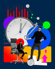 Wall Mural - employees, men working on financial strategies, company analytics and finishing deadlines. contempor