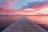 Fototapeta  - Sunset Concrete Dock Horizon