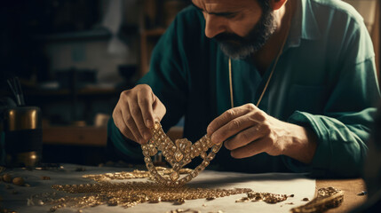 Poster - Egyptian Artisan Creating Dazzling Ancient-Inspired Necklace