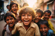 Group of happy Indian rural children