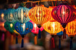 Artistry in Illumination: Close-Up of Handmade Silk Lanterns for Sale at a Street Market in Hoi An.

