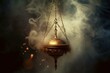 Conceptual image of pendulum swinging amidst magical smoke. Generative AI