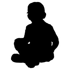 Wall Mural - Illustration silhouette vector of a child sitting 