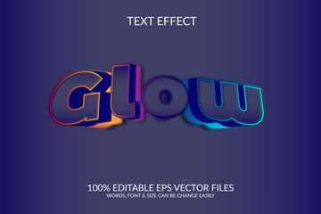 Wall Mural - Glow 3d vector eps editable text effect illustration template