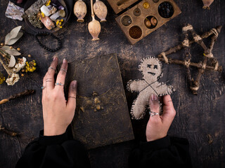 Wall Mural - Voodoo doll. Black magic esoteric ritual.