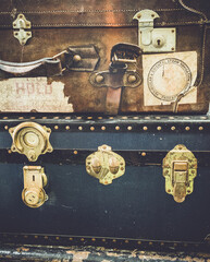 Vintage Luggage At Fawley Hill Railway Station