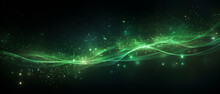 Abstract Green Glitter Wave Background