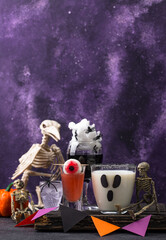 Wall Mural - Set of various Halloween drinks