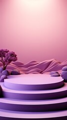 Wall Mural - Abstract purple studio background for product presentation. Empty room with shadows of window. Display product with blurred backdrop. Background with shadow. Generative AI