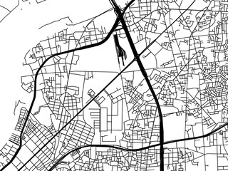 Vector road map of the city of  Kadoma in Japan with black roads on a white background. 4:3 aspect ratio.