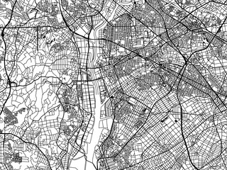 Vector road map of the city of  Kariya in Japan with black roads on a white background. 4:3 aspect ratio.