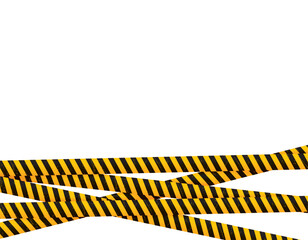 Vector crossed yellow tapes with black hatching - roadwork. Isolated on white background.