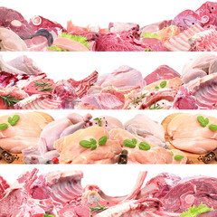 Canvas Print -  Meat collection isolated on white background.