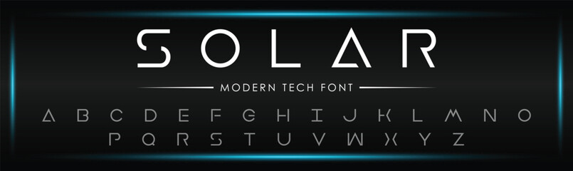 Wall Mural - SOLAR special and original font letter design. modern tech vector logo typeface for company.