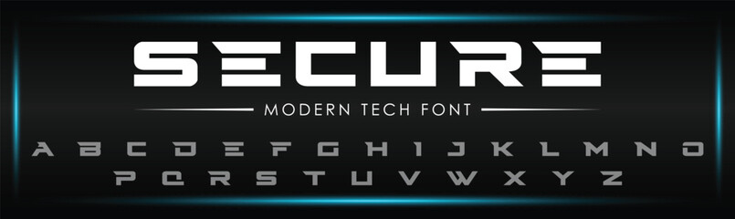 Wall Mural - SECURE special and original font letter design. modern tech vector logo typeface for company.