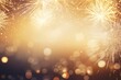 © Dibos - Gold Vintage Fireworks and bokeh on New Year's Eve and copy space.