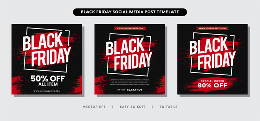 Wall Mural - black friday fashion Sale banner post Brush design template