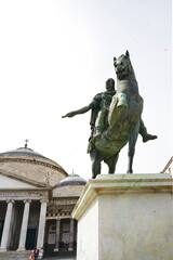 Wall Mural - Equestrian statue of Ferdinand I in Plebiscito square in Naples, Campania, Italy