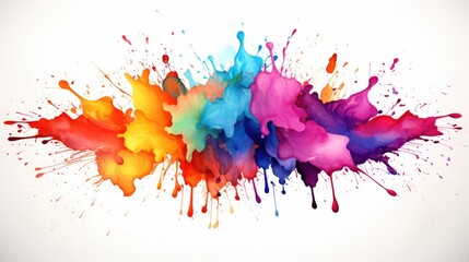 Wall Mural - Isolated rainbow watercolor splash on white background 