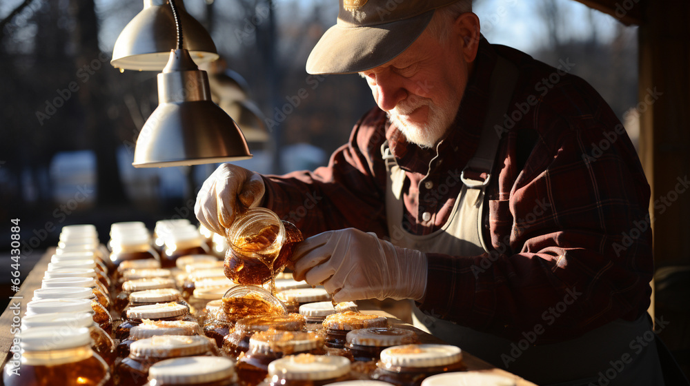 An experienced syrup maker testing the viscosity of freshly boiled ...