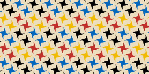 Aufkleber - Twisted four-pointed shapes. Seamless vector pattern mosaic of shurikens.