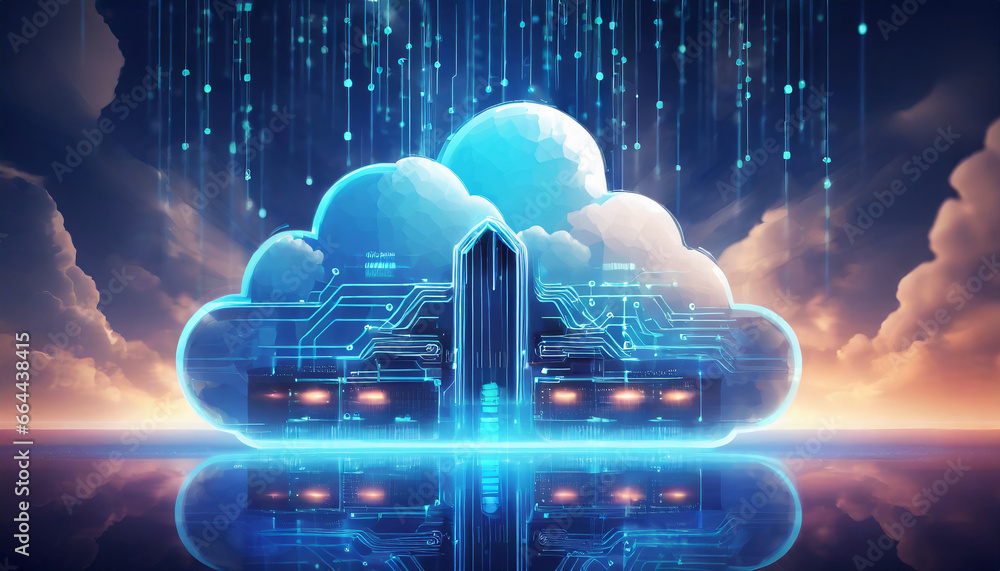 Cloud and Edge computing concept. Modern IT technology on virtual ...