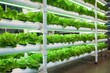 Vertical Hydroponic Plant System With Cultivated Lettuces.