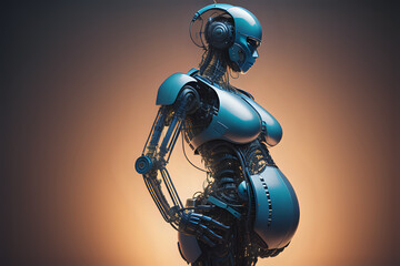 Canvas Print - Artificial intelligence humanoid pregnant